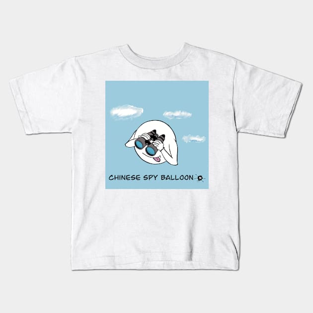 Chinese Spy Balloon Over Montana Kids T-Shirt by SpookySkulls